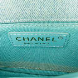 Pre Owned Chanel Blue Mini CC Quilted Denim Messenger Flap