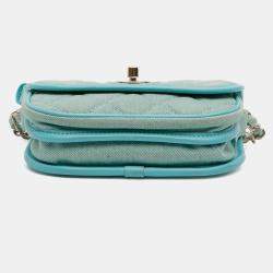 Pre Owned Chanel Blue Mini CC Quilted Denim Messenger Flap