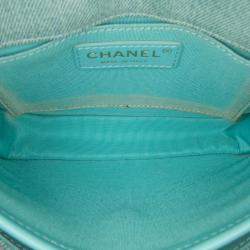 Pre Owned Chanel Blue Mini CC Quilted Denim Messenger Flap