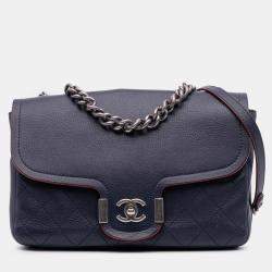 Pre Owned Chanel Blue Paris-Greece Calfskin Archi Chic Flap