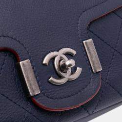 Pre Owned Chanel Blue Paris-Greece Calfskin Archi Chic Flap