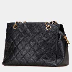 Pre Owned Chanel Black Petite Caviar Timeless Tote