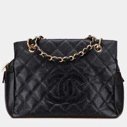 Pre Owned Chanel Black Petite Caviar Timeless Tote
