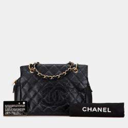Pre Owned Chanel Black Petite Caviar Timeless Tote
