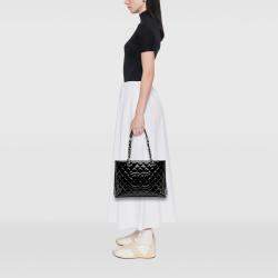 Pre Owned Chanel Black Patent Grand Shopping Tote