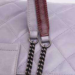 Pre Owned Chanel Purple Quilted Glazed Calfskin Coco Pleats Chain Clutch