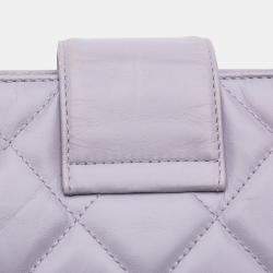 Pre Owned Chanel Purple Quilted Glazed Calfskin Coco Pleats Chain Clutch