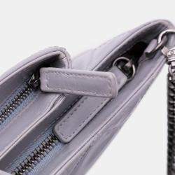 Pre Owned Chanel Purple Quilted Glazed Calfskin Coco Pleats Chain Clutch
