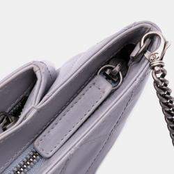 Pre Owned Chanel Purple Quilted Glazed Calfskin Coco Pleats Chain Clutch