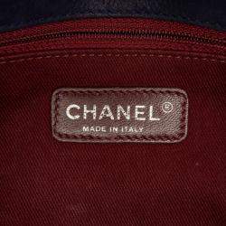Pre Owned Chanel Navy Blue Chocolate Bar Iridescent Calfskin Bubble Flap