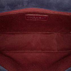 Pre Owned Chanel Navy Blue Chocolate Bar Iridescent Calfskin Bubble Flap