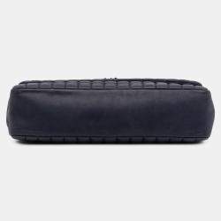 Pre Owned Chanel Navy Blue Chocolate Bar Iridescent Calfskin Bubble Flap