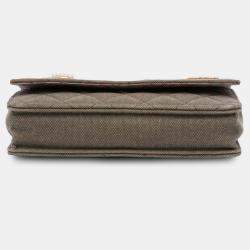 Pre Owned Chanel Brown Quilted Canvas Coco Cuba Charms Wallet On Chain