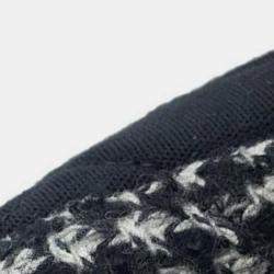 Pre Owned Chanel Black White Medium Quilted Jersey and Tweed Chain Flap