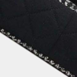 Pre Owned Chanel Black White Medium Quilted Jersey and Tweed Chain Flap
