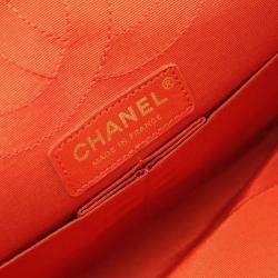 Pre Owned Chanel 2.55 Double Flap Orange Canvas Shoulder Bag