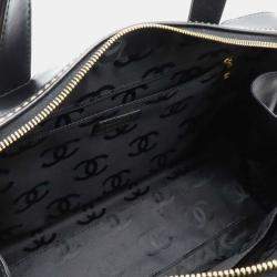 Pre Owned Chanel Wild Stitch Coco Mark Black Leather Handbag
