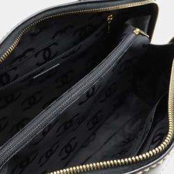 Pre Owned Chanel Wild Stitch Coco Mark Black Leather Handbag