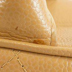 Pre Owned Chanel CC Beige Grained Leather Boston Bag