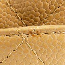 Pre Owned Chanel CC Beige Grained Leather Boston Bag