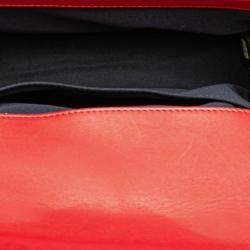 Pre Owned Chanel Boy Medium Red/Green Velour Leather Shoulder Bag