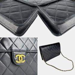Pre Owned Chanel Black Lambskin Shoulder Bag