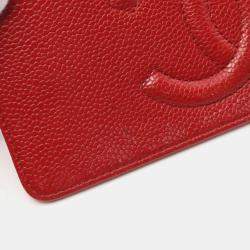 Pre Owned Chanel CC Red Grained Calfskin Wallet On Chain