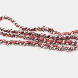 Pre Owned Chanel CC Red Grained Calfskin Wallet On Chain
