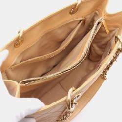 Pre Owned Chanel Matelasse Grand GST Beige Calfskin Tote Bag