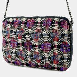 Pre Owned Chanel Black Small Tweed and Lambskin Girl Clutch on Chain