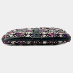 Pre Owned Chanel Black Small Tweed and Lambskin Girl Clutch on Chain