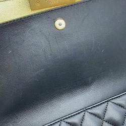 Pre Owned Chanel Black Medium Quilted Metallic Lambskin CC Chic Double Flap