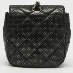 Pre Owned Chanel Black Perforated Quilted Leather Mini CC Flap Crossbody Bag