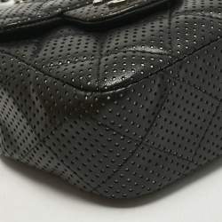 Pre Owned Chanel Black Perforated Quilted Leather Mini CC Flap Crossbody Bag