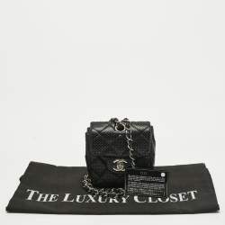 Pre Owned Chanel Black Perforated Quilted Leather Mini CC Flap Crossbody Bag