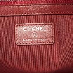 Pre Owned Chanel Burgundy Quilted Leather Medium O Case Clutch
