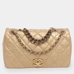 Pre Owned Chanel Gold Quilted Aged Calf Leather Paris-Bombay Pondichery Flap bag