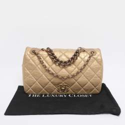 Pre Owned Chanel Gold Quilted Aged Calf Leather Paris-Bombay Pondichery Flap bag