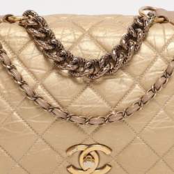 Pre Owned Chanel Gold Quilted Aged Calf Leather Paris-Bombay Pondichery Flap bag