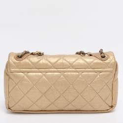 Pre Owned Chanel Gold Quilted Aged Calf Leather Paris-Bombay Pondichery Flap bag