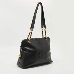 Pre Owned Chanel Black Leather CC Dome Satchel