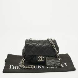 Pre Owned Chanel Black Quilted Aged Leather Chain Around Crossbody Bag