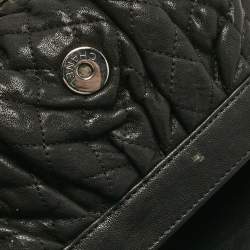 Pre Owned Chanel Black Quilted Aged Leather Chain Around Crossbody Bag