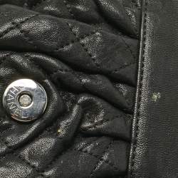 Pre Owned Chanel Black Quilted Aged Leather Chain Around Crossbody Bag