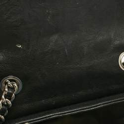 Pre Owned Chanel Black Quilted Aged Leather Chain Around Crossbody Bag