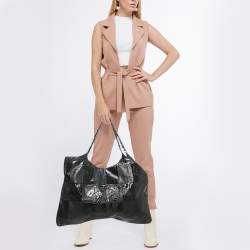 Pre Owned Chanel Black Leather and Patent Leather Large Patchwork Brooklyn Cabas Tote