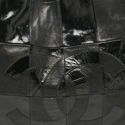 Pre Owned Chanel Black Leather and Patent Leather Large Patchwork Brooklyn Cabas Tote