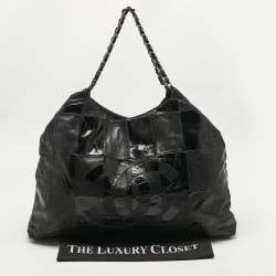 Pre Owned Chanel Black Leather and Patent Leather Large Patchwork Brooklyn Cabas Tote