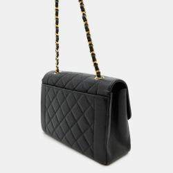 Pre Owned Chanel Diana Black Caviar Leather 25 Chain Shoulder Bag