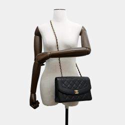 Pre Owned Chanel Diana Black Caviar Leather 25 Chain Shoulder Bag
